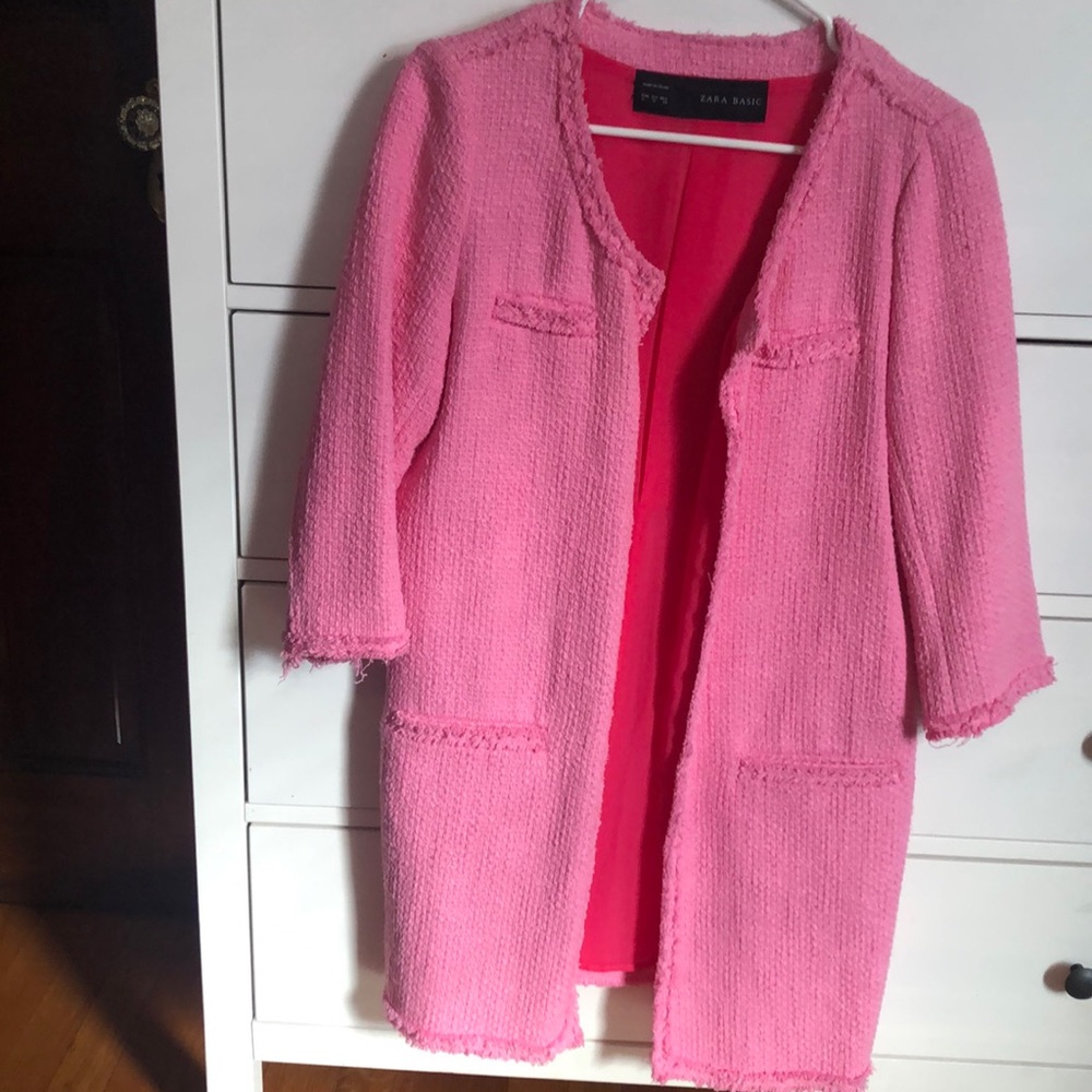 Zara pink tweed top coat